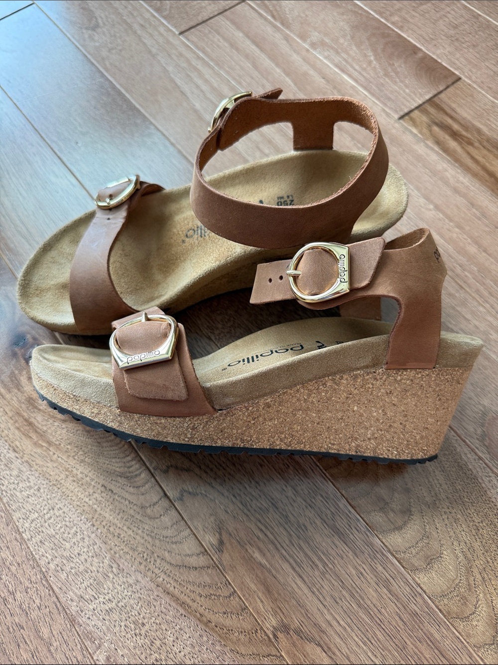 Papillio by Birkenstock wedge sandals Women’s 39 8 8.5 tan suede leather